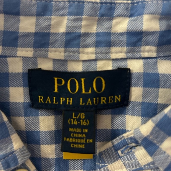Polo by Ralph Lauren Blue and Green Casual Button Down Shirt Size 14-16 - Picture 8 of 13